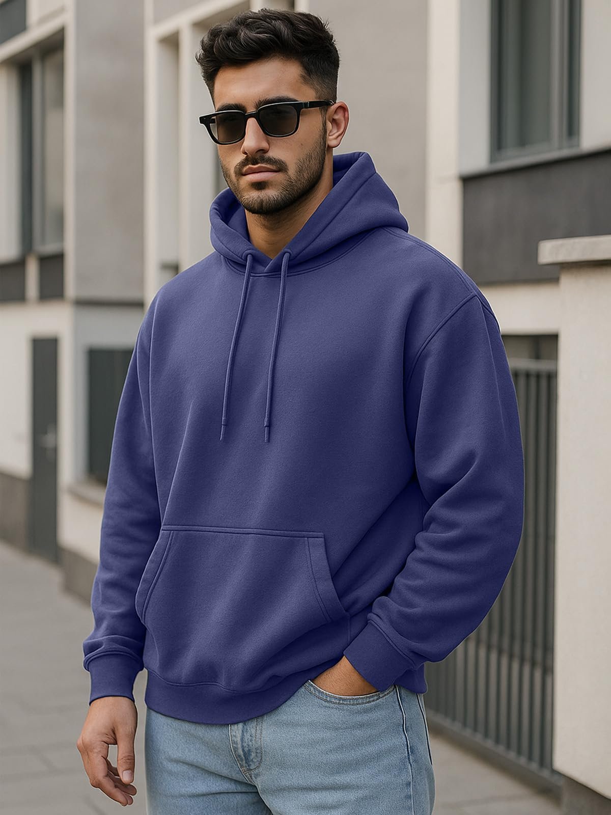 Oversized Fit Drop Shoulder Hooded Sweatshirt Full Sleeves Solid Jumper Hoodie for Men/Boys (OS_HDY_V_SP_FD) - Image 7
