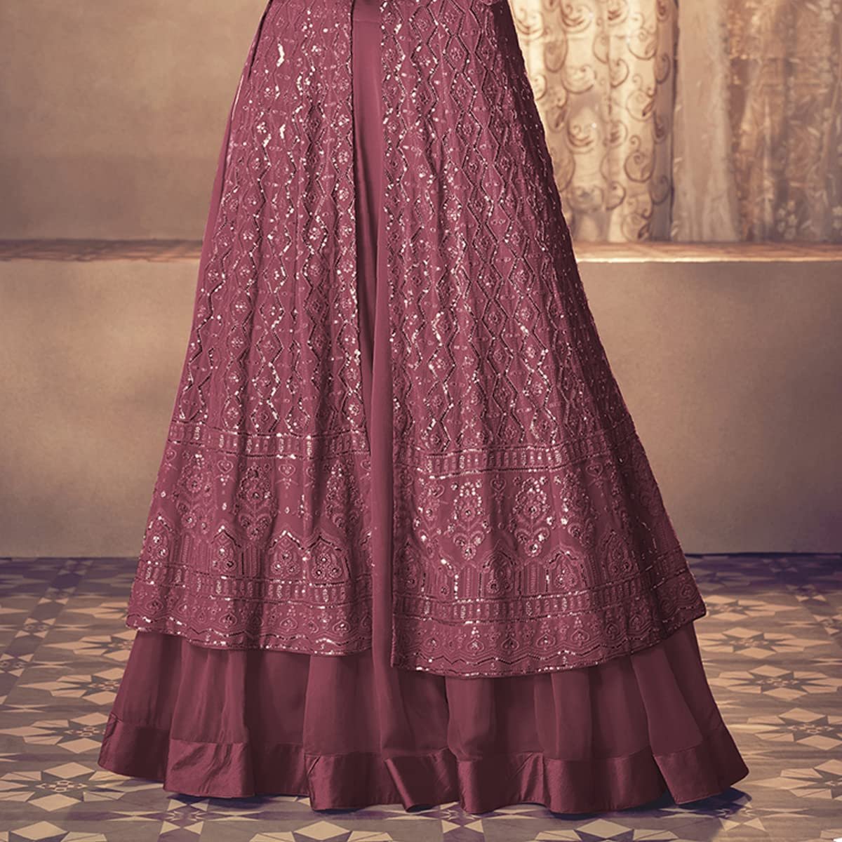 Net semi Stitched anarkali gown for women Ladies use anarkali gown for women wedding anarkaligown dress and Eid Special pakistani suit - Image 6