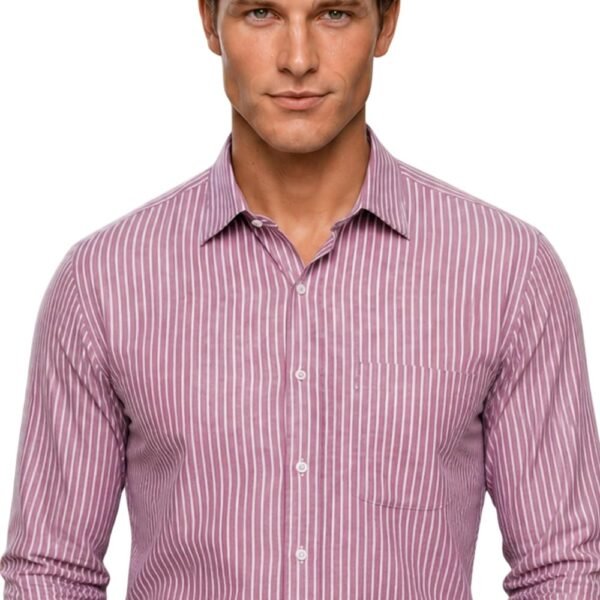 Men's Cotton Striped Slim Fit Shirt (LPSFMSLPA12763_Pink, 40
