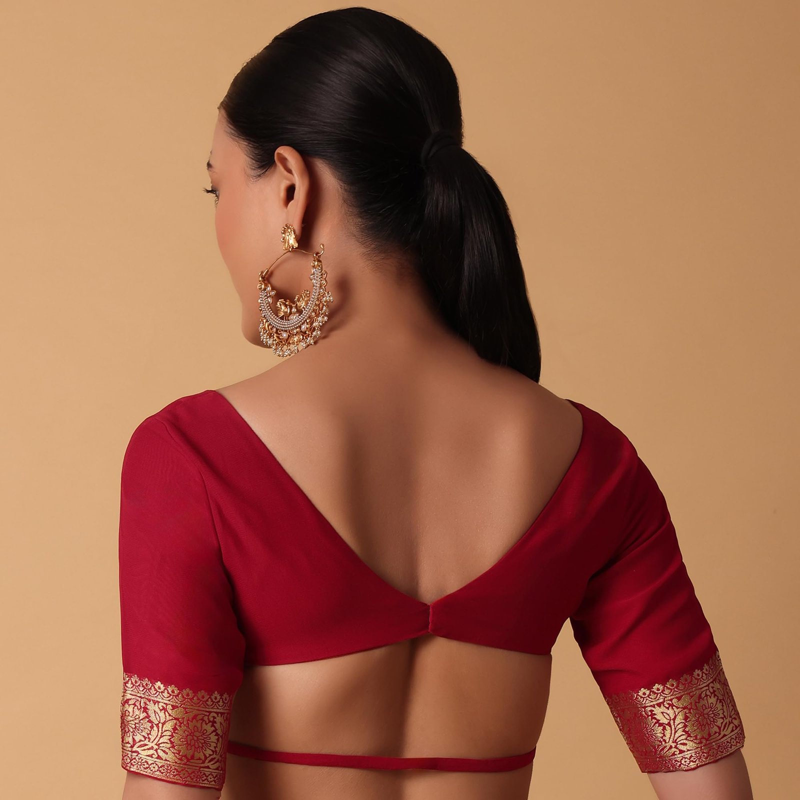 Fashion Red Banarasi Georgette Saree With Bandhani Weave And Unstitched Blouse Piece Georgette sarees for women Traditional Ethnic Wear Fashion Wear Wedding Collection - Image 6