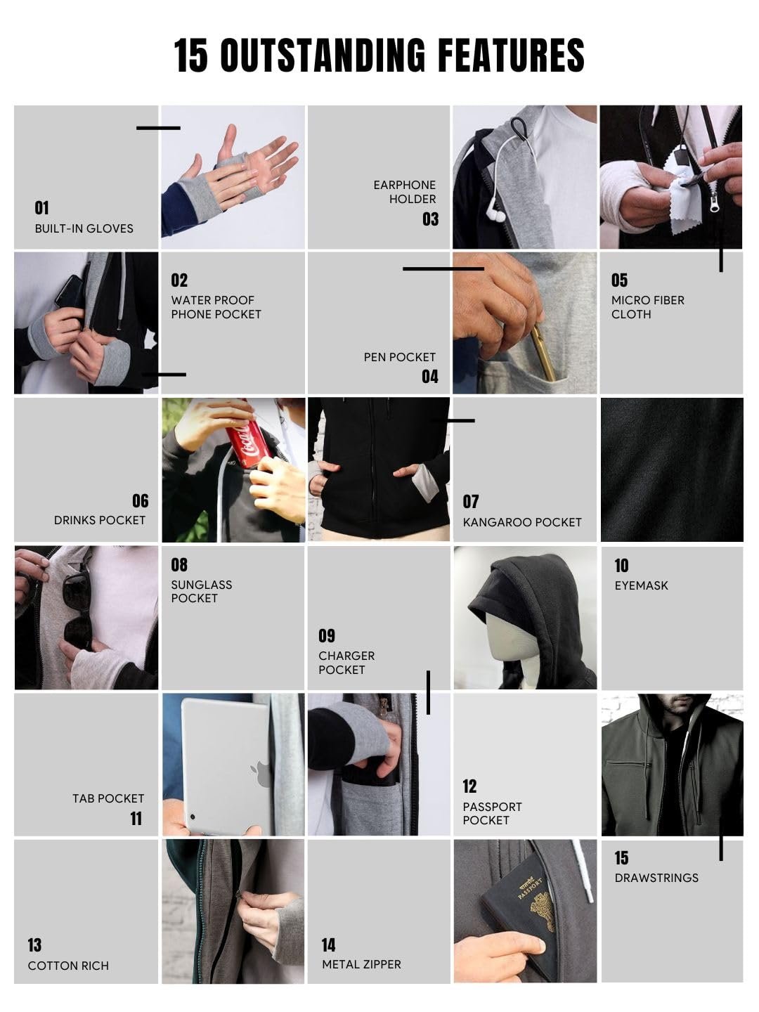 Navy Blue Men's Travel Cotton Solid Plain Hoody Sports Winter Gym Workout Running Travel Trekking Hooded Sweatshirts and Hoodies for Men Boys Cotton Winter Casual Wear - Image 4