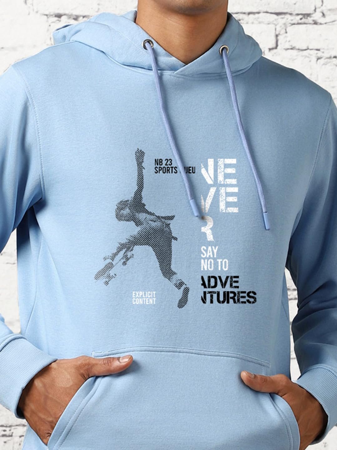 Men's Cotton Blend Neck Regular Fit Hooded Sweatshirt (1M-TWHO-C0530_Powder Blue (Small) - Image 6