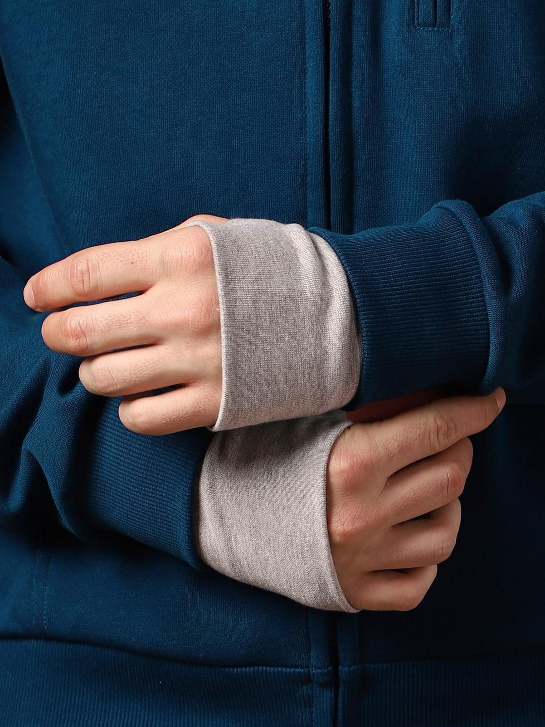 Navy Blue Men's Travel Cotton Solid Plain Hoody Sports Winter Gym Workout Running Travel Trekking Hooded Sweatshirts and Hoodies for Men Boys Cotton Winter Casual Wear - Image 3