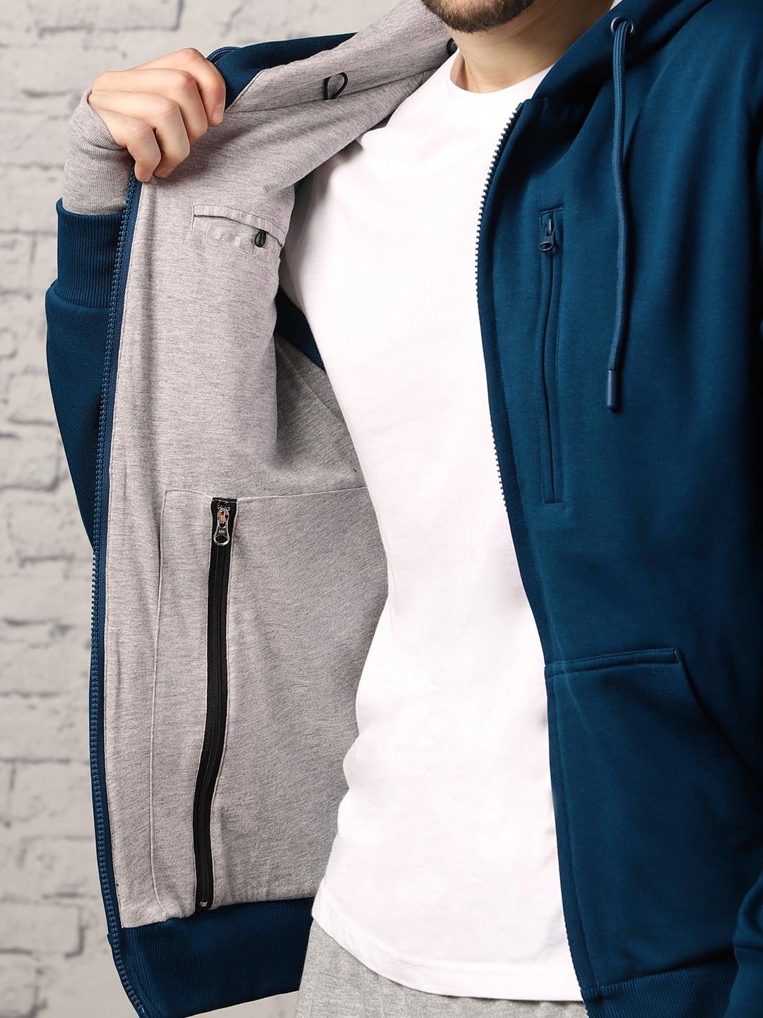 Navy Blue Men’s Travel Cotton Solid Plain Hoody Sports Winter Gym Workout Running Travel Trekking Hooded Sweatshirts and Hoodies for Men Boys Cotton Winter Casual Wear