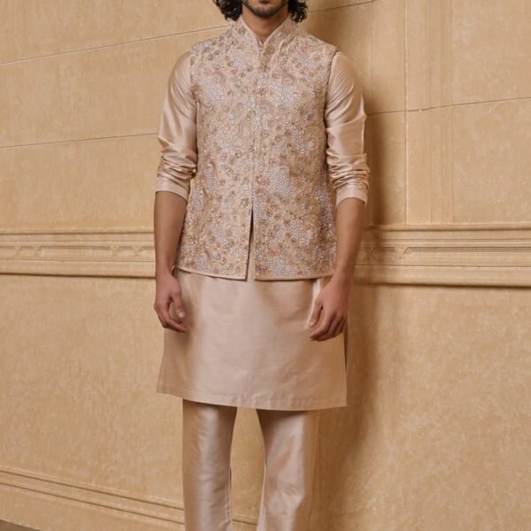 Pink Embroidered Kurta Bundi Set | ETHNIC WEAR | Pink | 2XL