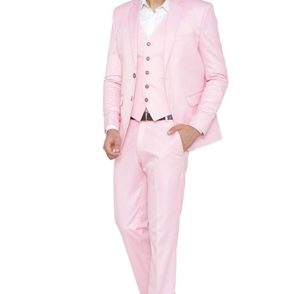 Polyester,Cotton Men's Regular Fit 3-Piece Suit (3Pc1210Color11S40_Light Pink_40)