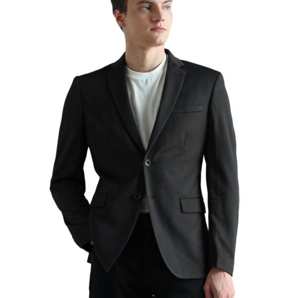 Men's Zero Calorie Slim Fit Textured Blazer (ARADOBZ0038_Black_40)