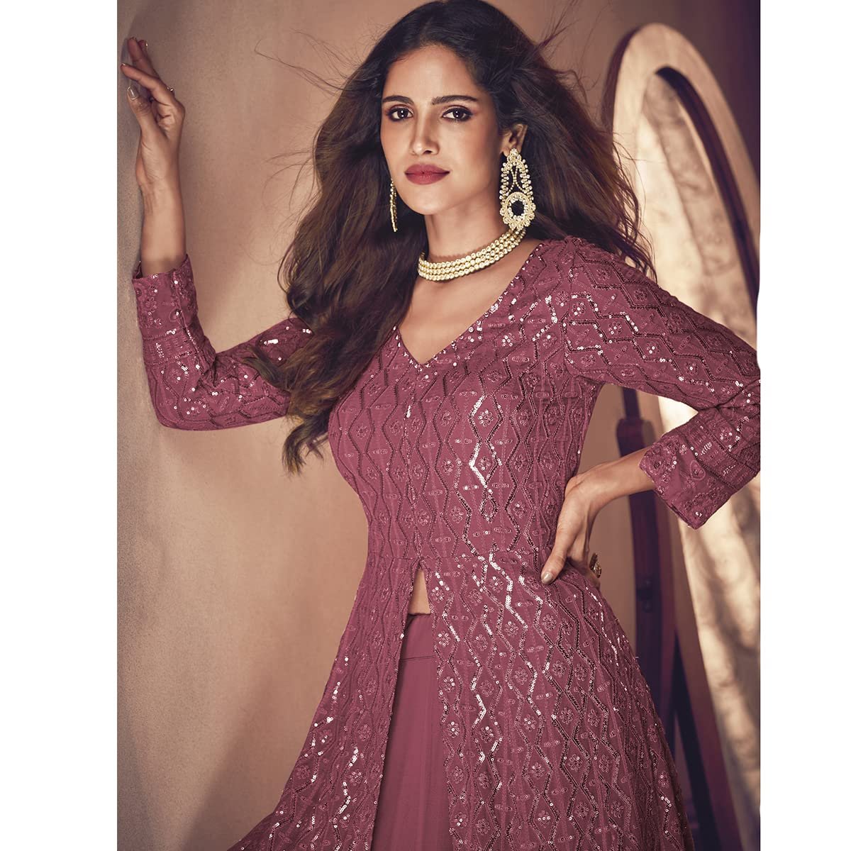 Net semi Stitched anarkali gown for women Ladies use anarkali gown for women wedding anarkaligown dress and Eid Special pakistani suit - Image 3