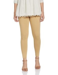 Women's Regular Fit Beige Mid Rise Leggings L