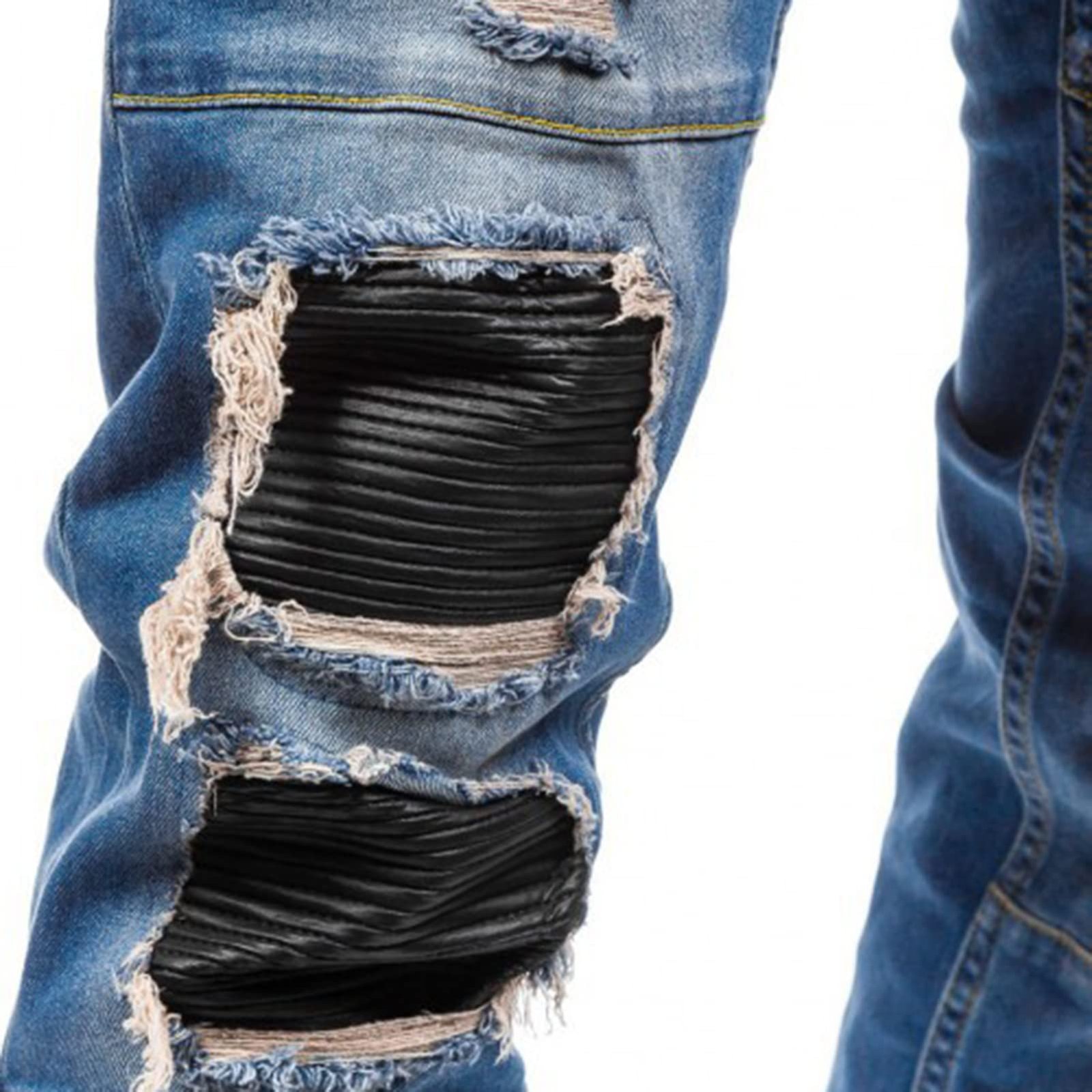 ® Men Cotton Jeans Broken Hole Worn Out Fashion Casual Long Pants-Layfoo_1