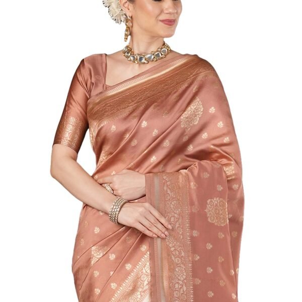 Women's Kanjivaram Woven Soft Silk Saree With Blouse Piece