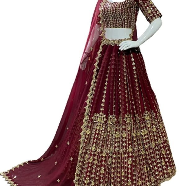 Women's Georgette Semi Stitched Lehenga Choli In Maroon Colour Chaniyacholisf218211