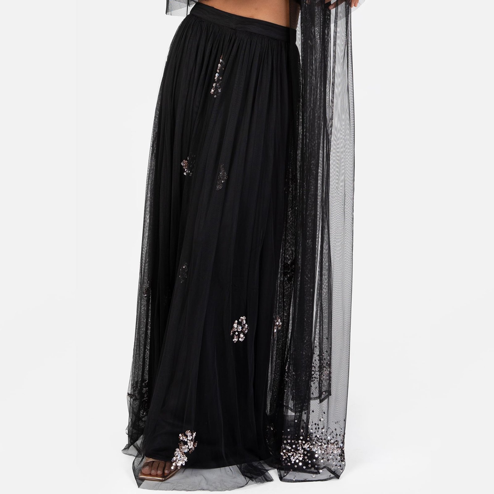 Women's Indian Traditional Dress For Women Outfit Lengha Choli Lehenga Saree Skirt And Top Dupatta Coord Set For Wedding Guest Lengha (Pack of 1), Black gold, 12 - Image 5
