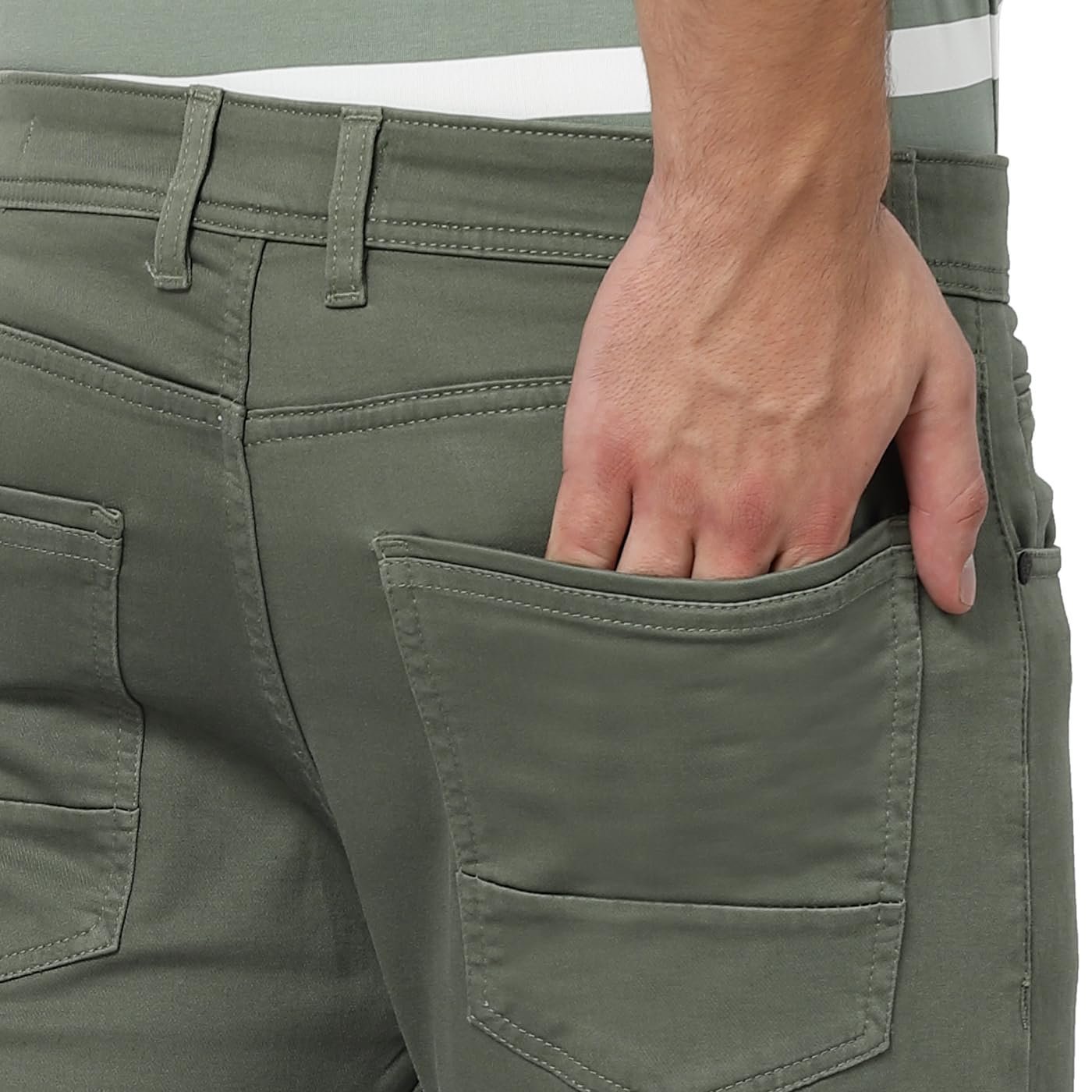 Men’s Premium Stretchable Casual Pants | Slim Fit | 360° Power Stretch | Office/Party/Workout | Wrinkle Resistant | Chinos Pants for Men | Trouser for Men | Fashionable Trouser Olive Green