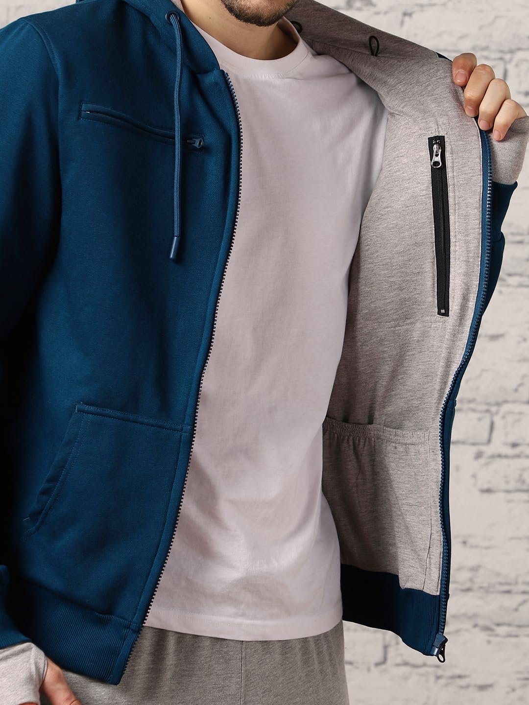 Navy Blue Men's Travel Cotton Solid Plain Hoody Sports Winter Gym Workout Running Travel Trekking Hooded Sweatshirts and Hoodies for Men Boys Cotton Winter Casual Wear