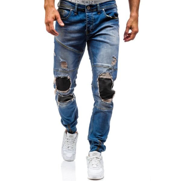 ® Men Cotton Jeans Broken Hole Worn Out Fashion Casual Long Pants-Layfoo_1