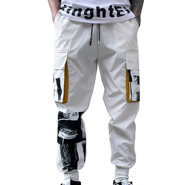 XYXIONGMAO Harem Pants for Men Hip Hop Techwear Pants Streetwear Men Multi-Pocket Casual Pants Loose Functional Overalls, White, Large