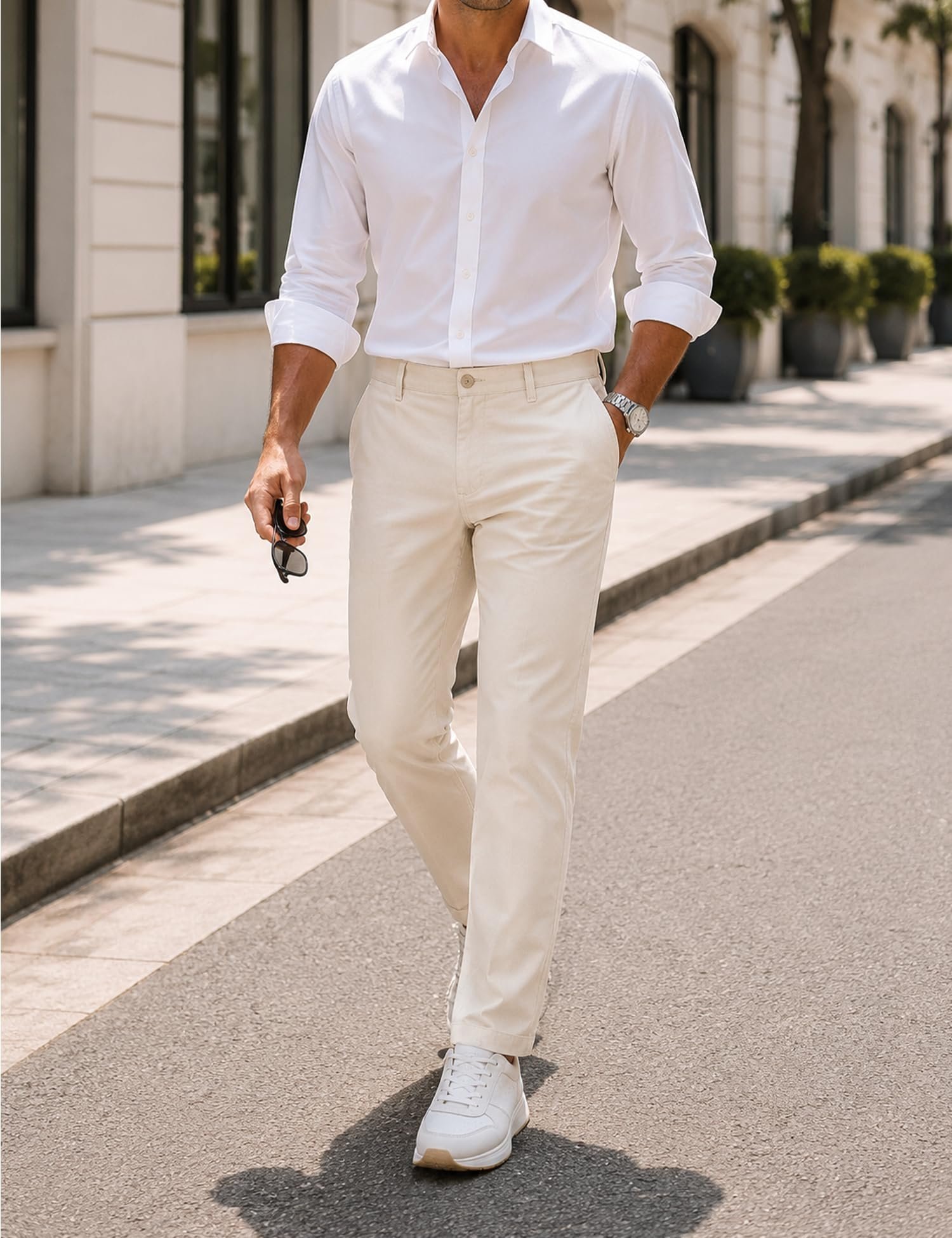 Cotton Casual Pants for Men | Premium Casual Trouser Men's Stylish Regular Fit Pant for Office or Party| Comfortable Bottom Casual Pant Man Pants for Daily Use (in, Numeric, Cream) - Image 4