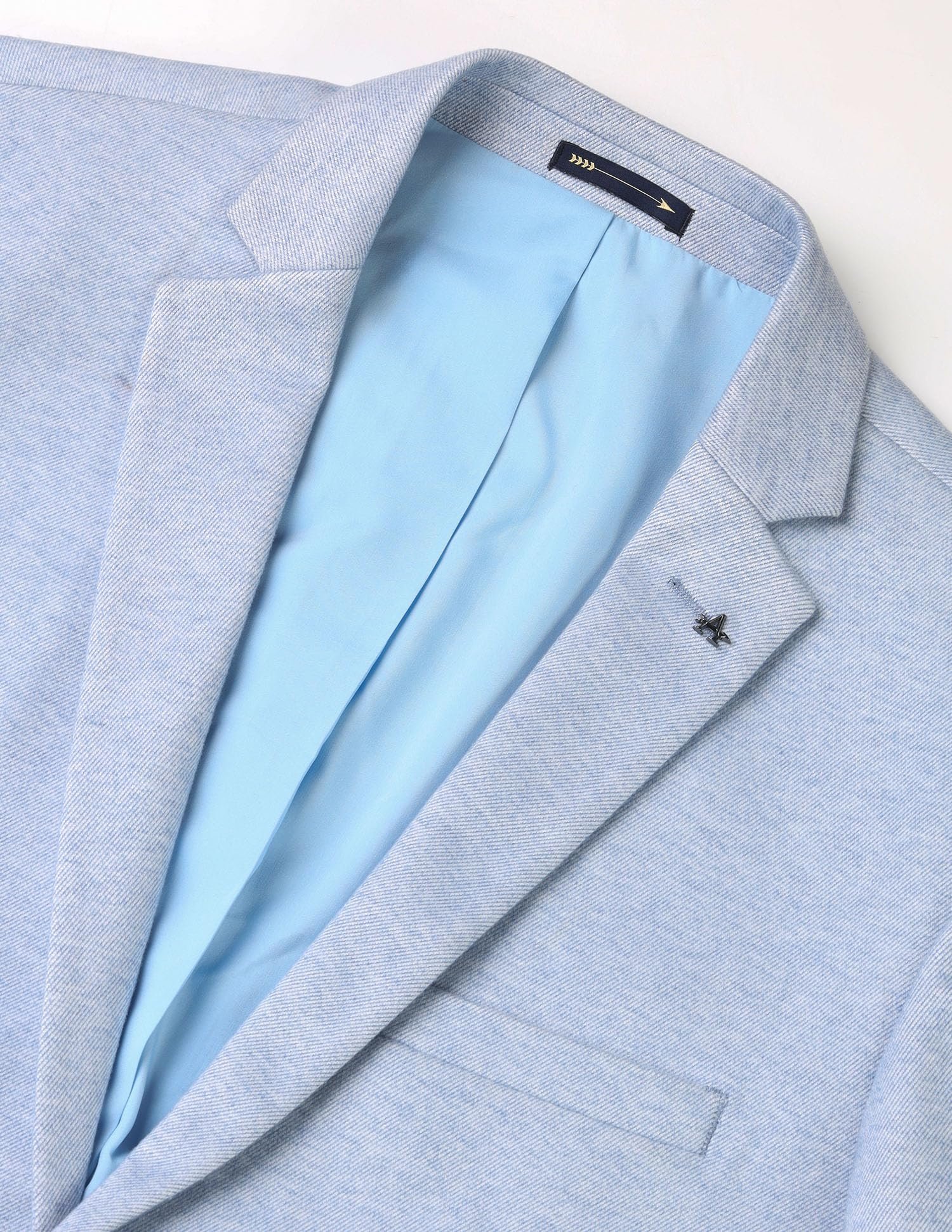 MenSlim fit Polyester Self-Design Single-breastedNotch Lapel Collar Blazer(ARADOBZ0023_Blue_40)