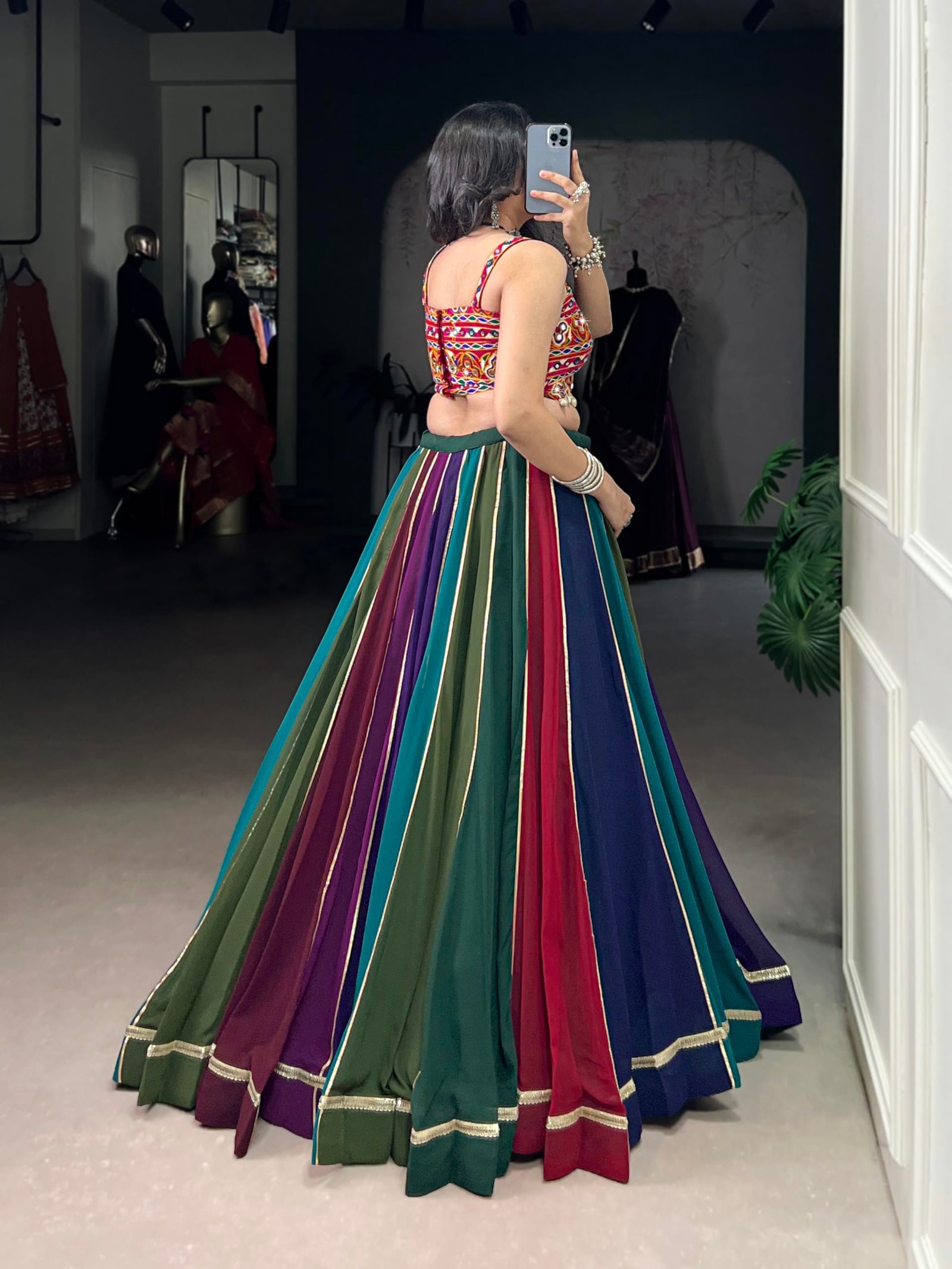 Women’s Georgette Navratri Lehenga Choli Set Gamthi Work