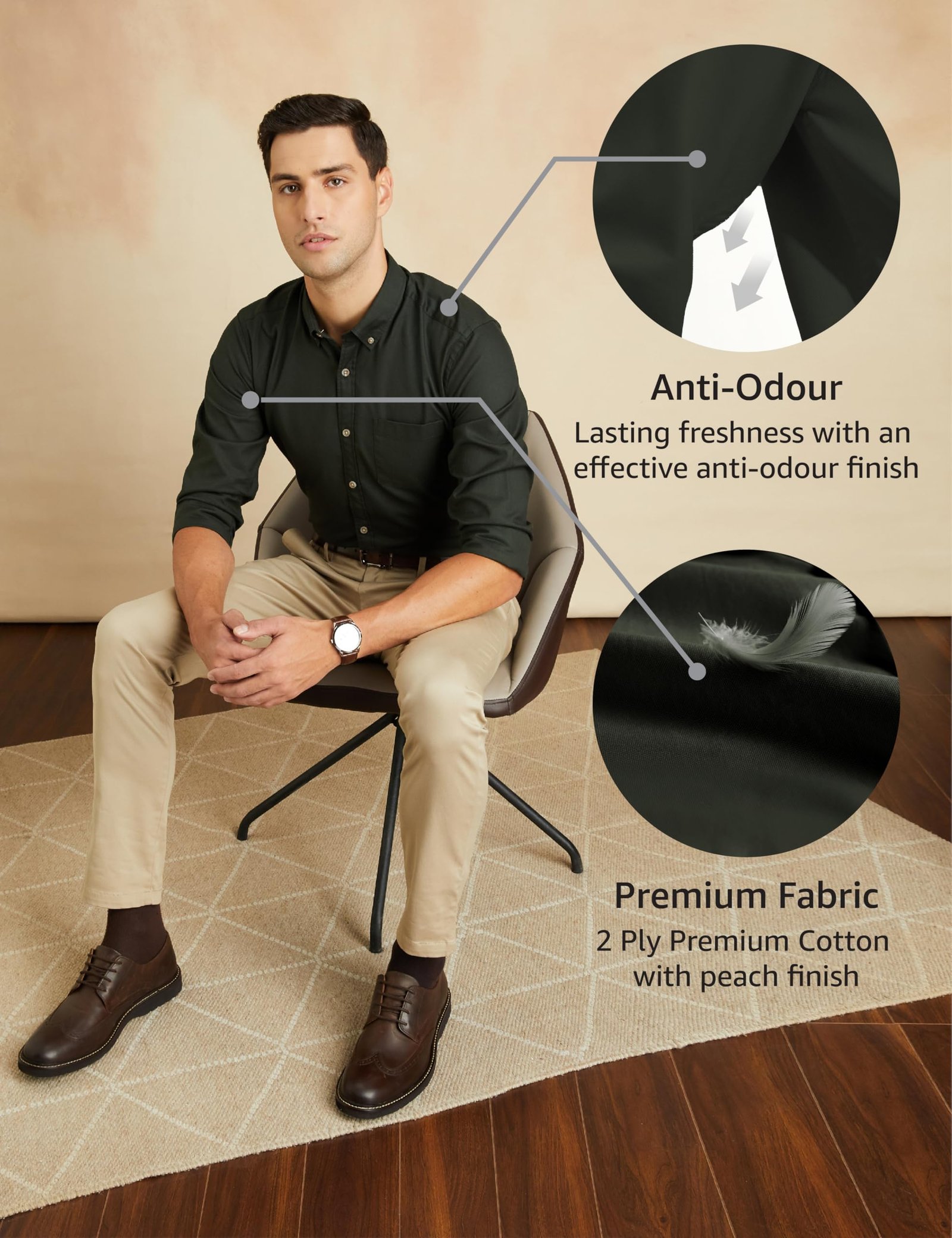 Men’s Stylish Solid All Day Fresh Buttondown Casual Shirt – Regular Fit | Plain | Full Sleeve | Cotton Semi Formal Wear (Available in Plus Size & Combo Pack) (Dark Green_Small)