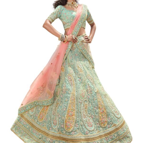 fantastic zarkan and zari Work turquoise Color Lehenga Choli For Women
